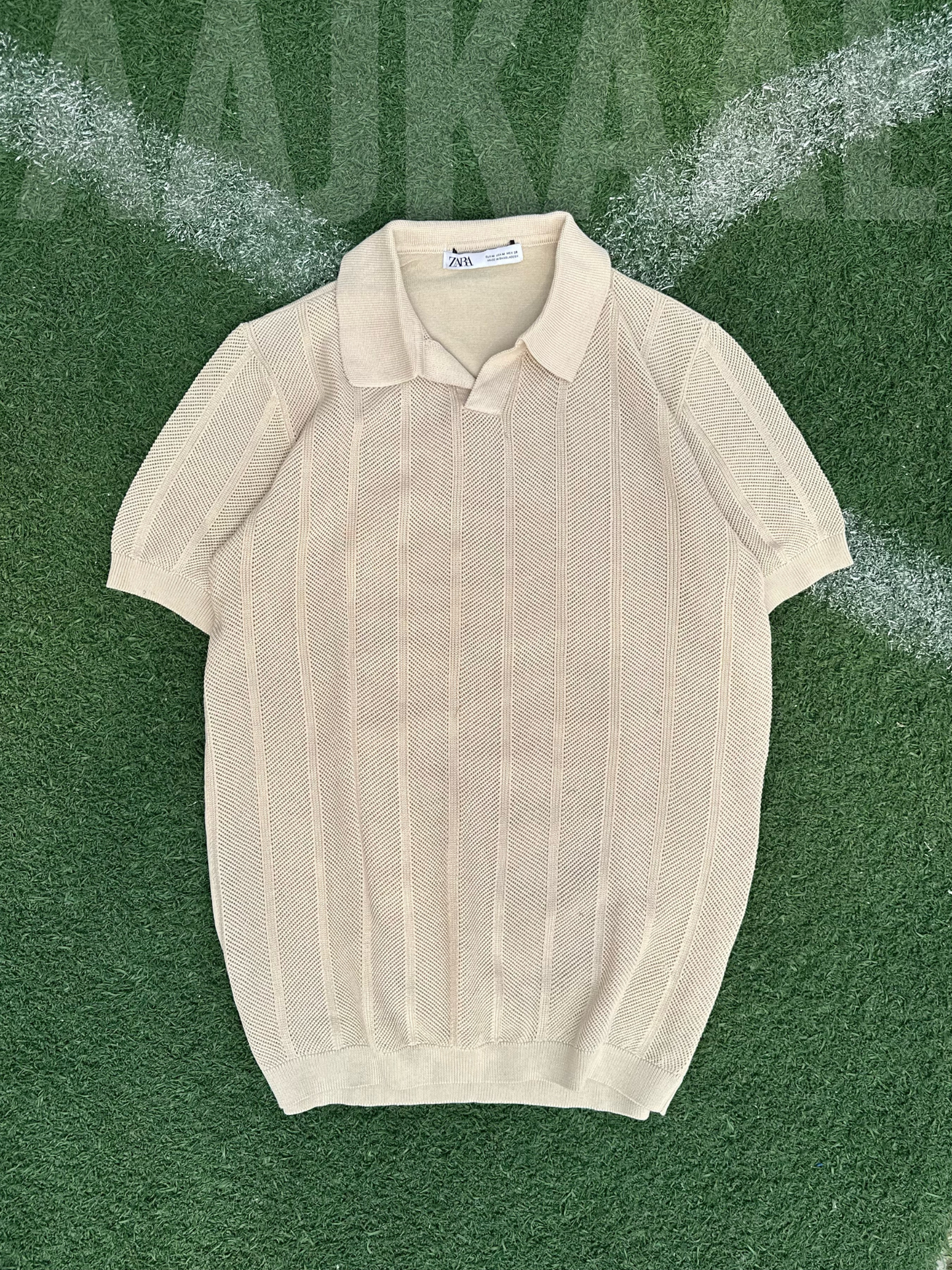 Beige Zigzag Knitted Polo