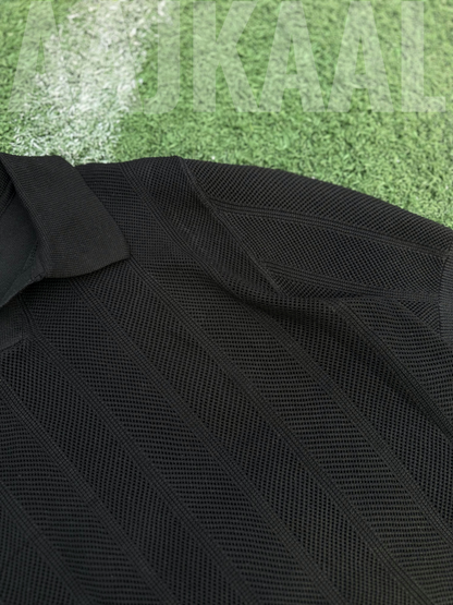 Black Zigzag Knitted Polo