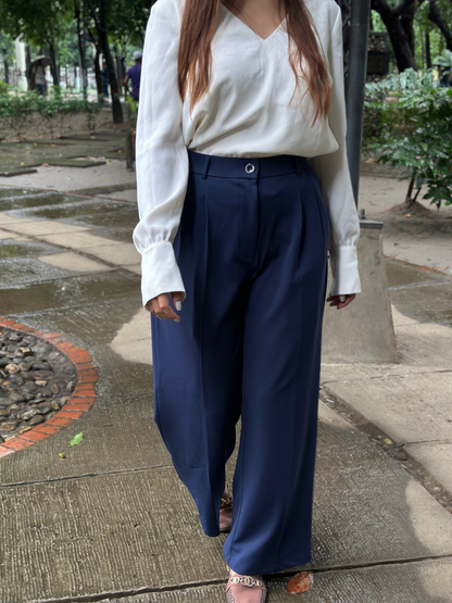 Navy Blue Loose Fitted Wide Leg Pant