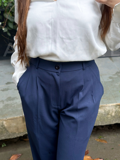 Navy Blue Loose Fitted Wide Leg Pant