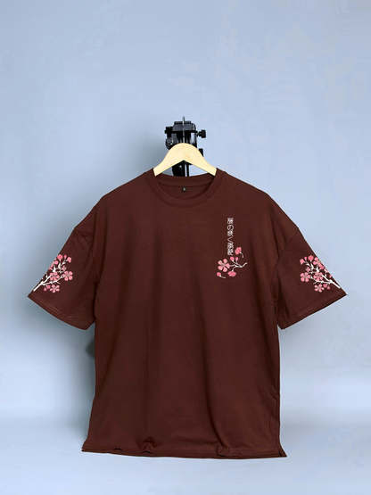 Floral Sleeve Impressions Printed Oversized T-shirt