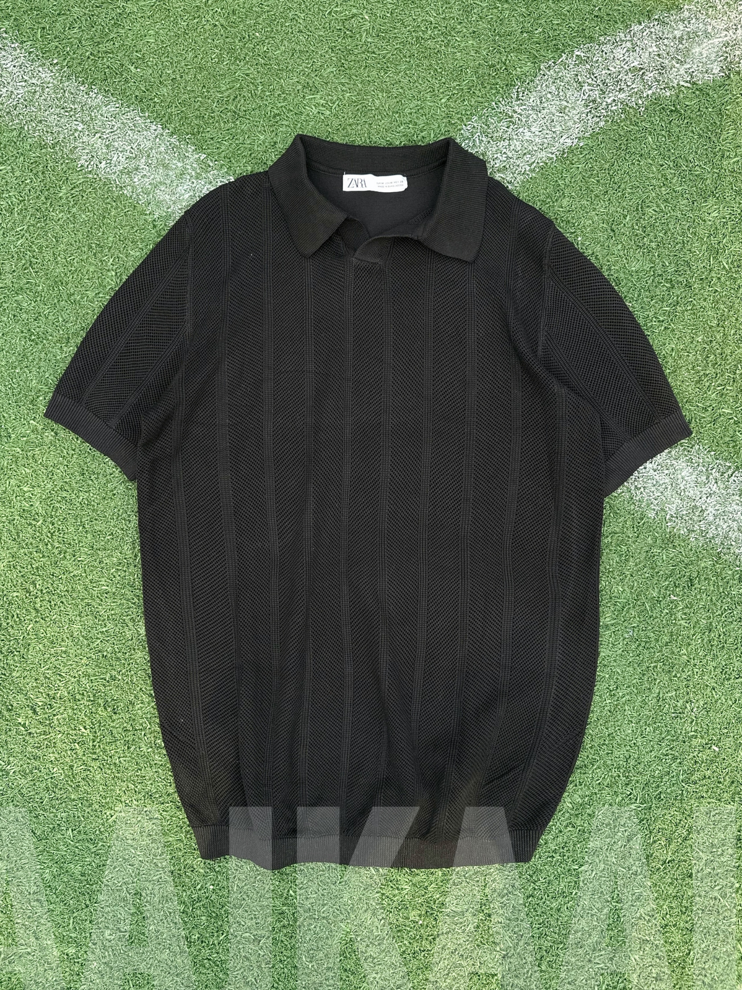 Black Zigzag Knitted Polo