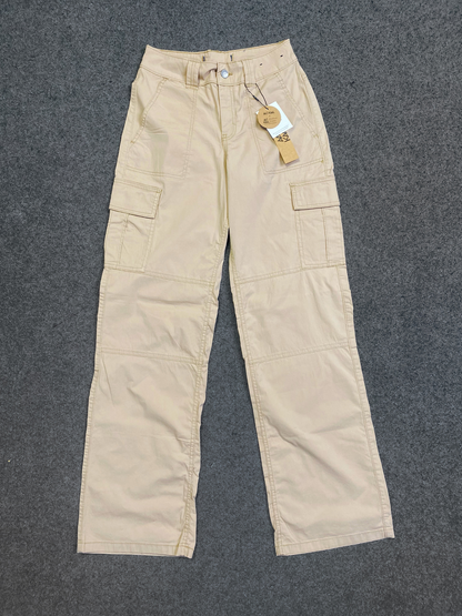 Beige Gabardine Cargo Pants