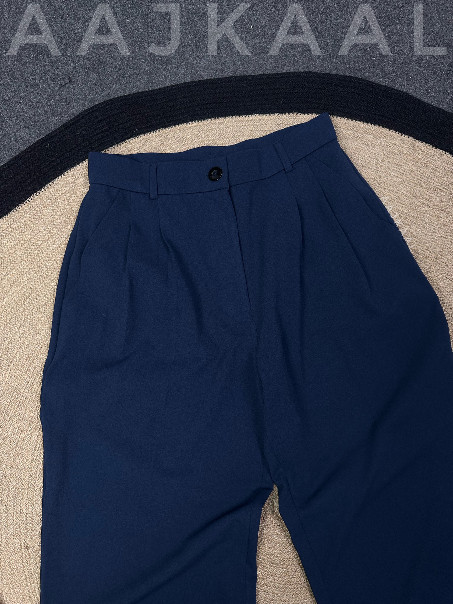 Navy Blue Loose Fitted Wide Leg Pant