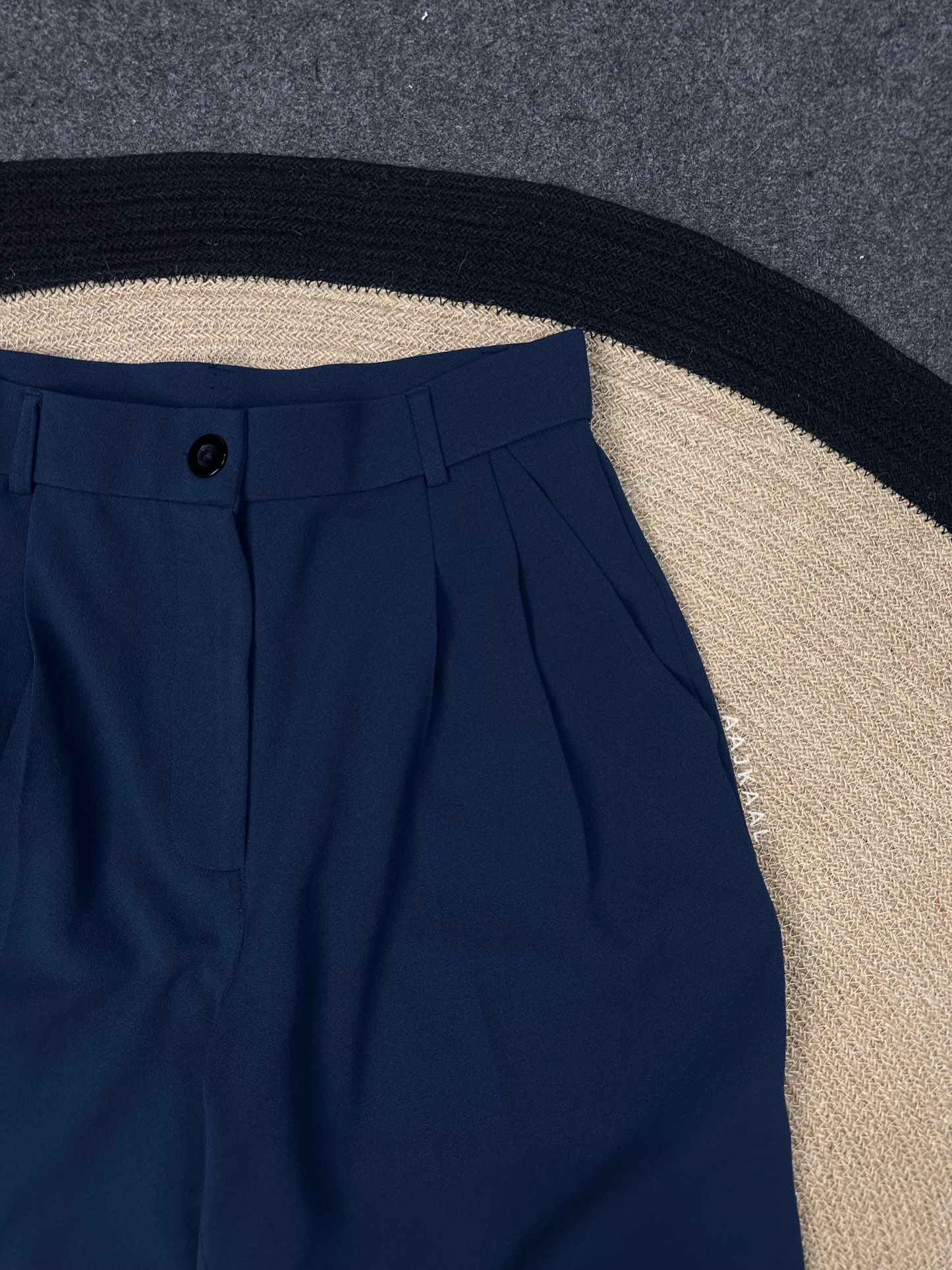 Navy Blue Loose Fitted Wide Leg Pant