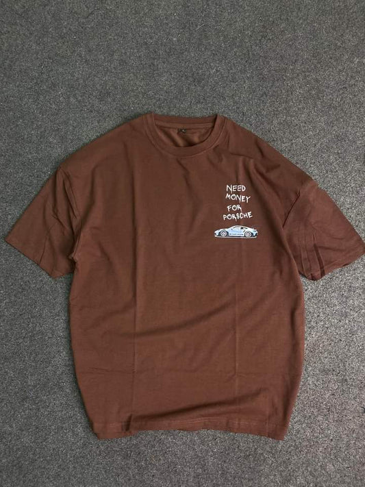 Need Money For Porsche Printed Oversized T-shirt