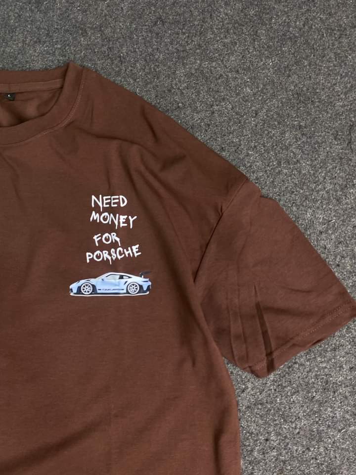 Need Money For Porsche Printed Oversized T-shirt