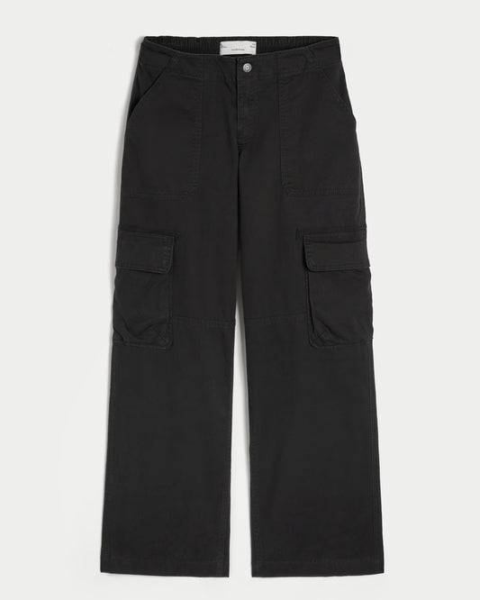 Faded Black Gabardine Cargo Pants