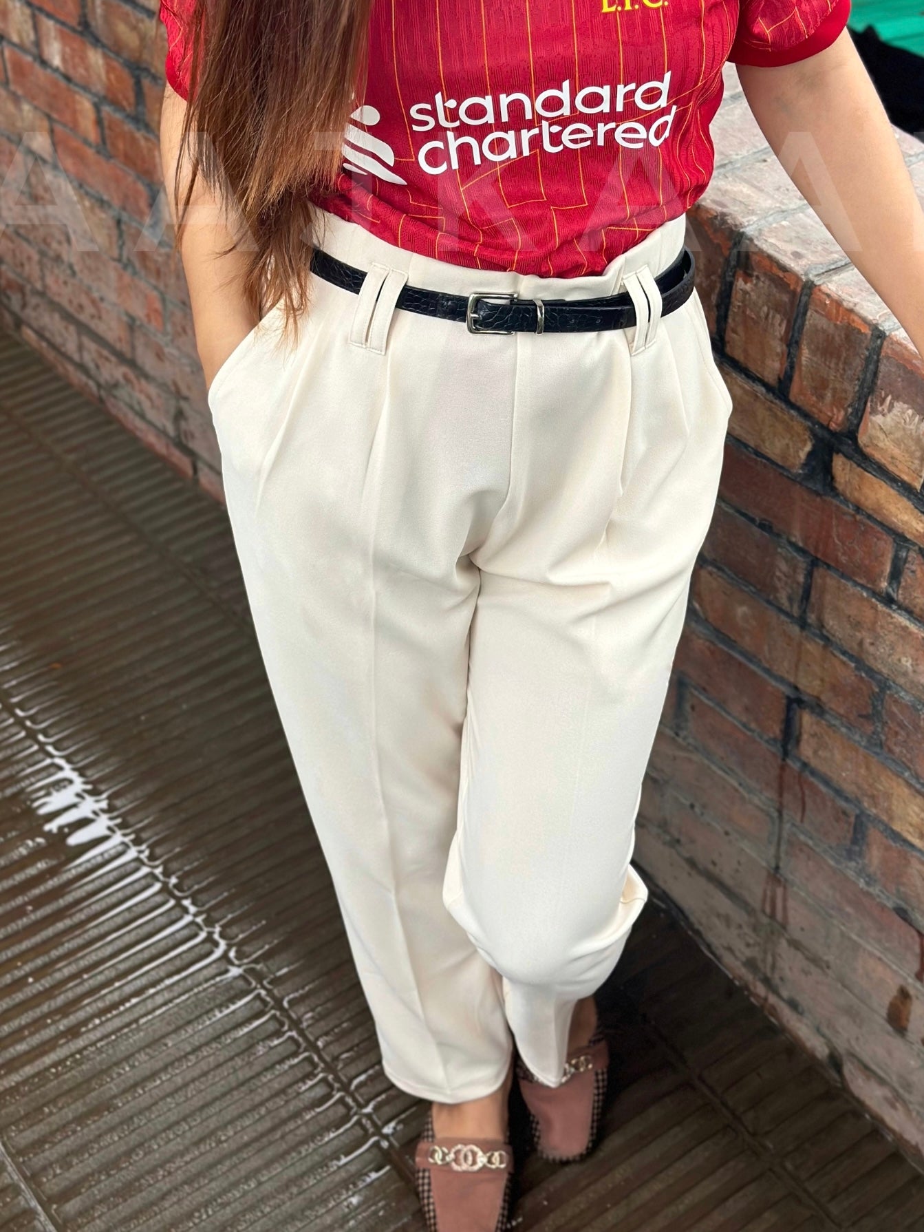 Off-White High Waisted Formal Pant