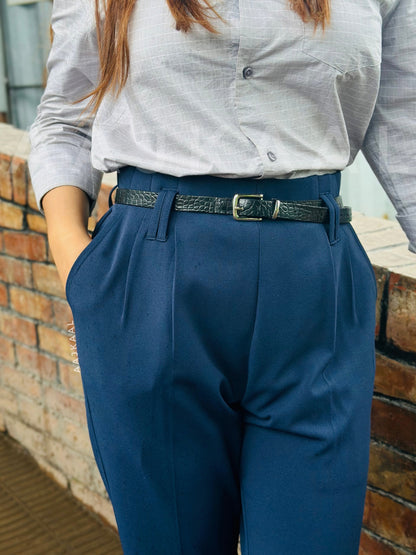 Navy Blue High Waisted Formal Pant