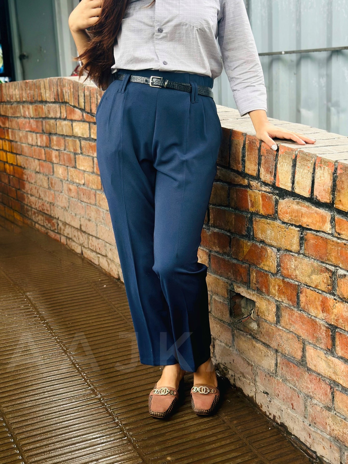 Navy Blue High Waisted Formal Pant