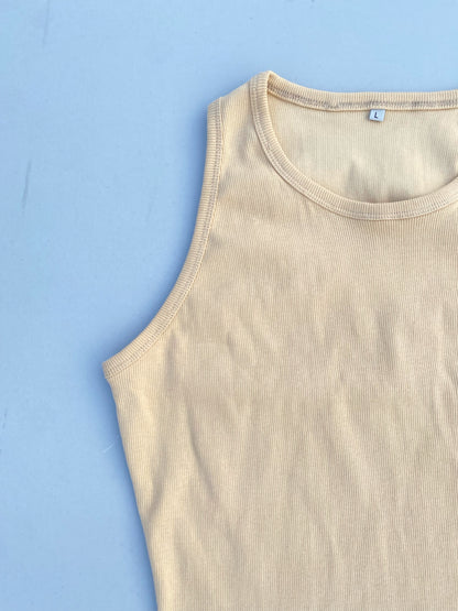 Beige Color Sleeveless Tank Top