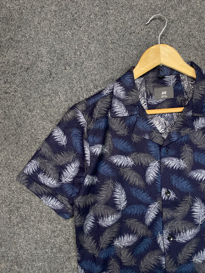 Unisex Blue Leafs Cuban Shirt