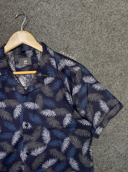 Unisex Blue Leafs Cuban Shirt