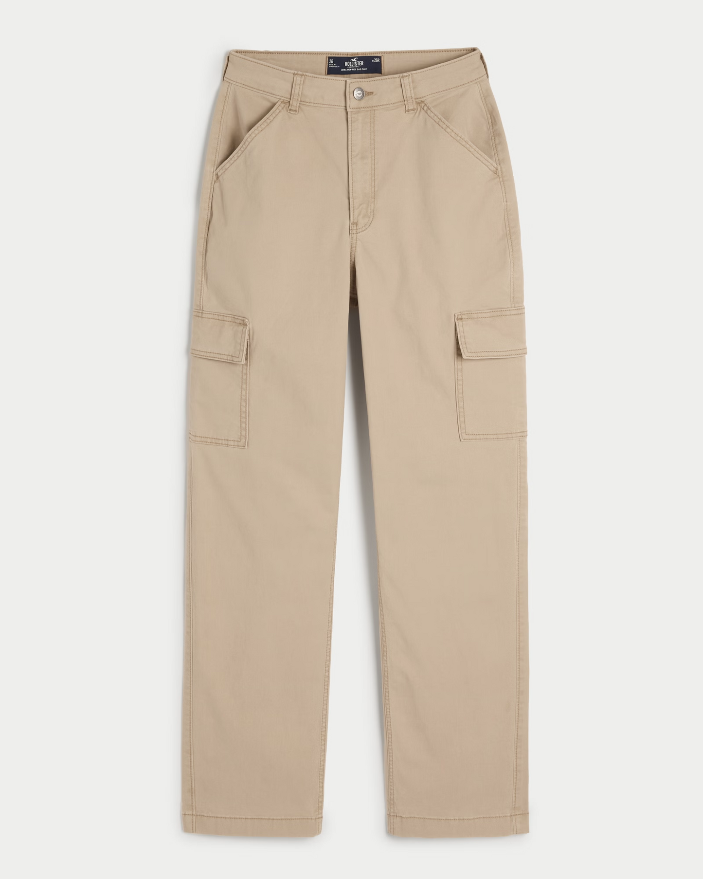 Beige Gabardine Cargo Pants